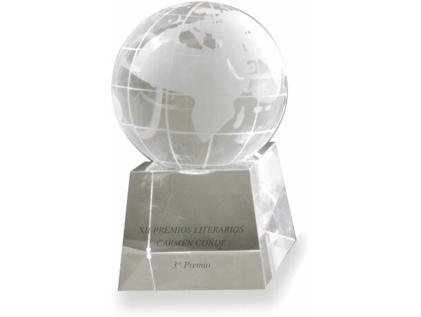 Trofeo de cristal bola del mundo pequeña personalizado