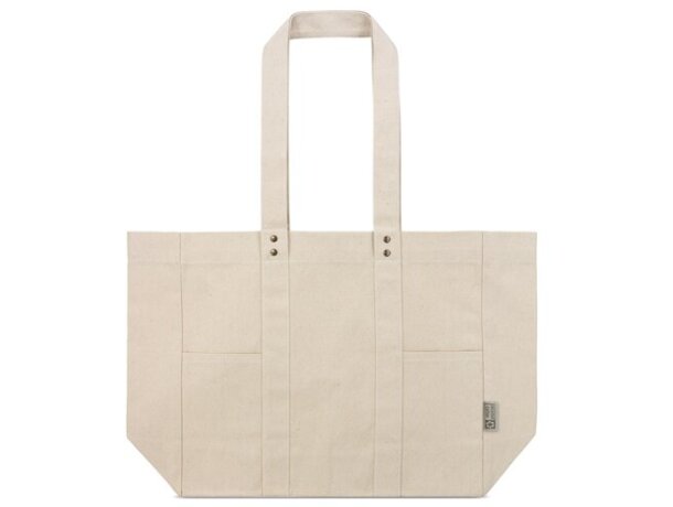 Bolsa algodón canvas reciclado Alma con asas largas reforzadas Crudo detalle 4
