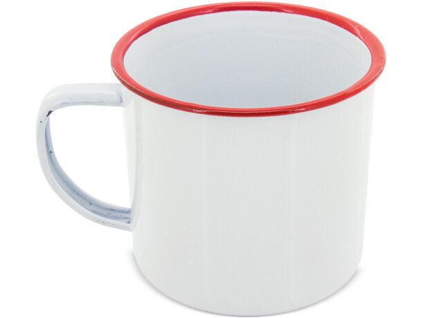 Mug metálica esmaltada “retro” reborde personalizado rojo