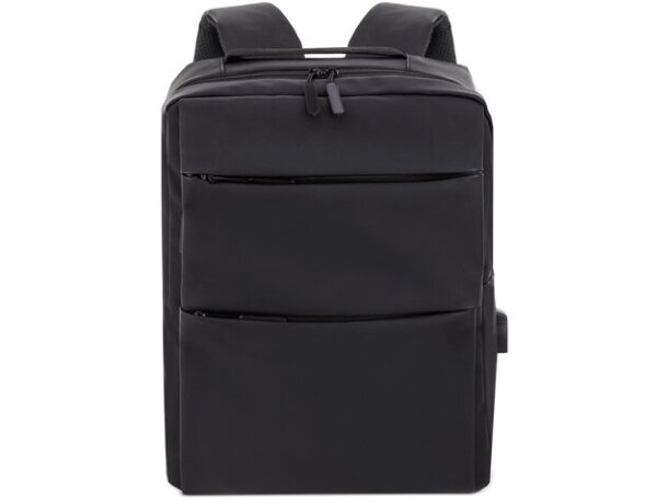 Mochila portaordenador soft-touch Davis PU resistente al agua Negro detalle 8