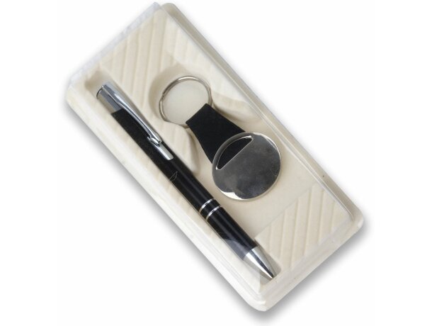 Estuche para bolígrafo y llavero personalizado crudo