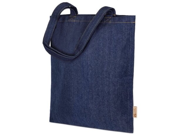 Bolsa algodón reciclado denim Idaho asas largas detalle 2