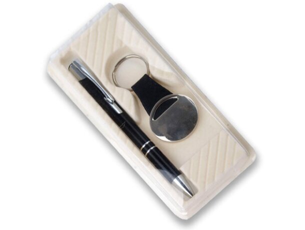 Estuche para bolígrafo y llavero crudo