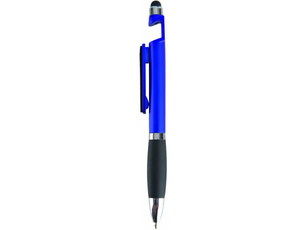 Bolígrafo con varias funciones y soporte móvil azul personalizado