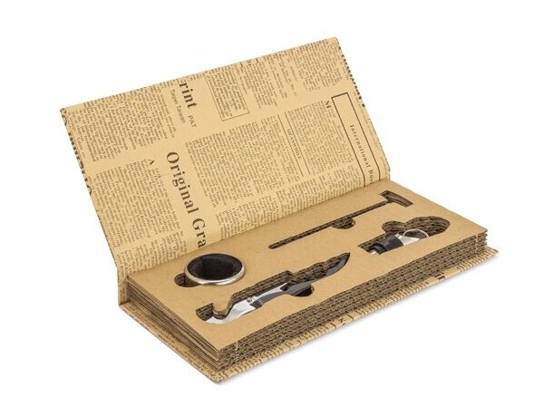 Set de vino Riva con sacacorchos y termómetro en estuche detalle 2