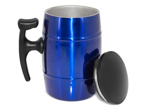 Mug anatómica con tapa Viking azul