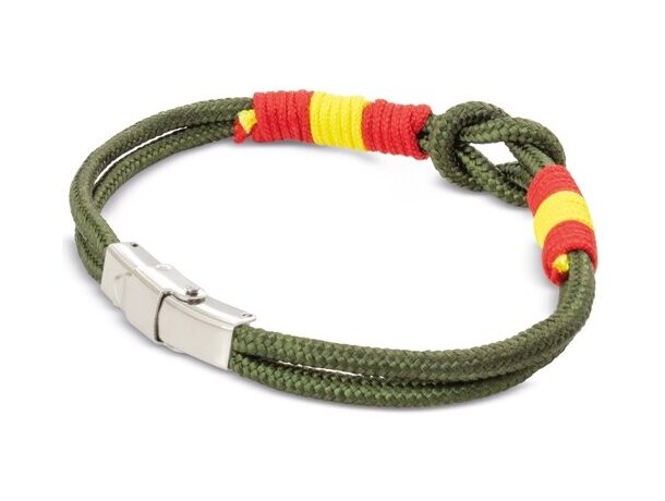 Pulsera bandera España ajustable con cierre acero New Barlovento Verde militar detalle 2