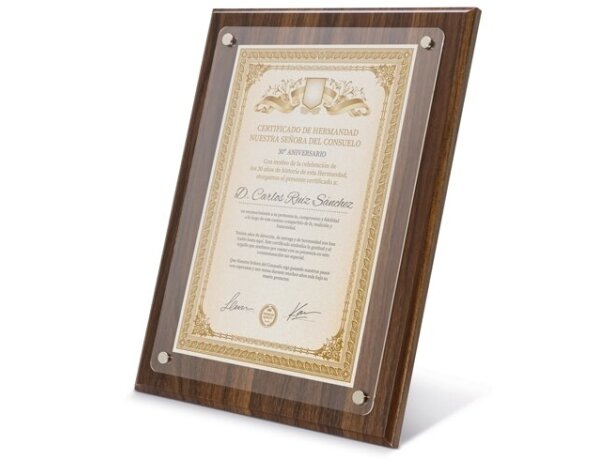 Marco de madera para diploma A4 Excelencia detalle 2