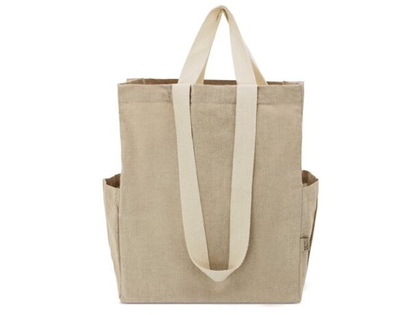 Bolsa algodón reciclado Olaya con doble asa y bolsillos detalle 10