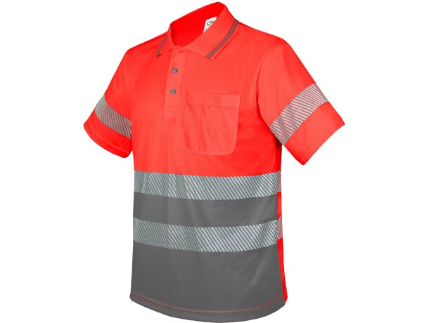 Polo con bolsillo y bandas reflectantes elásticas QVO Naranja detalle 2