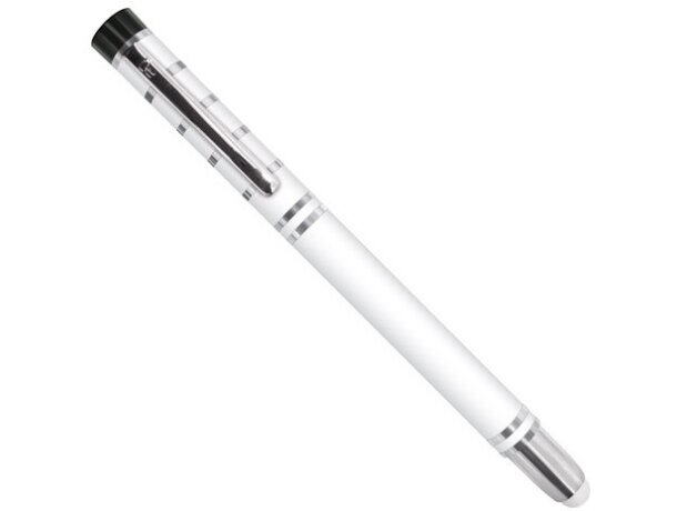 Bolígrafo de metal con lápiz táctil pierre deline personalizado blanco