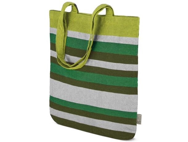 Bolsa de algodón reciclado Trinity con rayas de colores Verde detalle 12