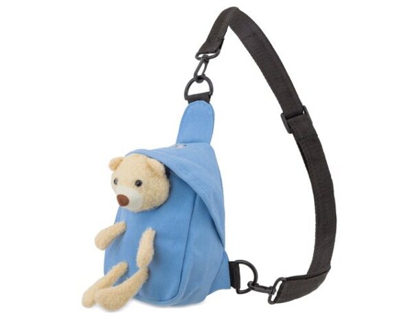 Bandolera Osito Tibby de poliéster para niños con grabación Azul detalle 1