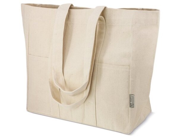 Bolsa algodón canvas reciclado Alma con asas largas reforzadas Crudo detalle 2
