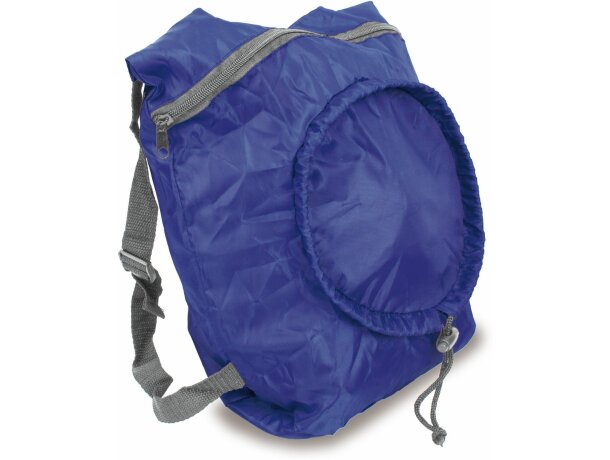 Mochila plegable en forma de pelota azul Mochila plegable en forma de pelota azul