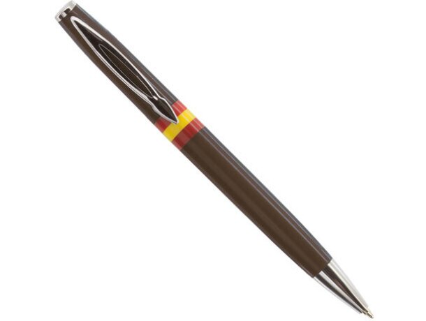 Bolígrafo de plástico con bandera española marron