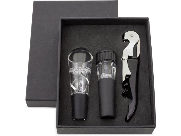 Set de vino 3 piezas Merlot con sacacorchos y dosificador detalle 1