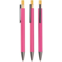 Bolígrafo Noam aluminio mate con pulsador bambú