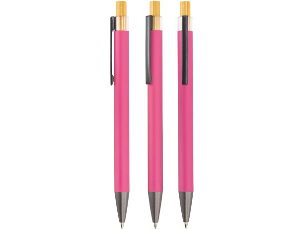 Bolígrafo aluminio y bambú Noam con mecanismo pulsador Verde detalle 16