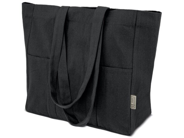 Bolsa algodón canvas reciclado Alma con asas largas reforzadas Negro detalle 9