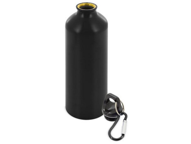 Botella de aluminio con mosqueton 800 ml. Tuareg negro