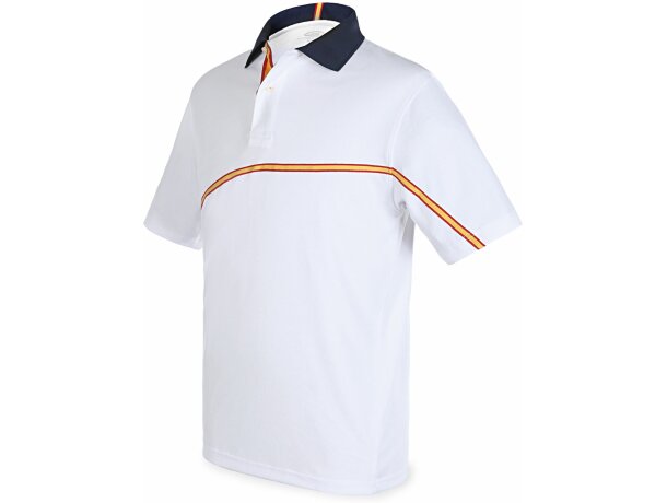 Polo técnico unisex con detalles bandera blanco