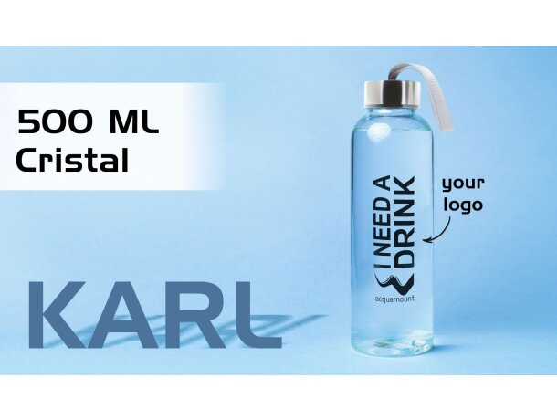 Bidon personalizado Transparente Karl de 500 ml para empresas