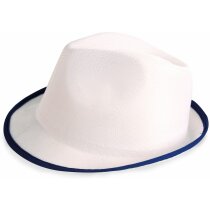 Sombrero de poliester blanco con ribete de colorte personalizado azul Sombrero de poliester blanco con ribete de colorte personalizado azul