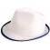 sombrero de poliester blanco con ribete de colorte personalizado azul