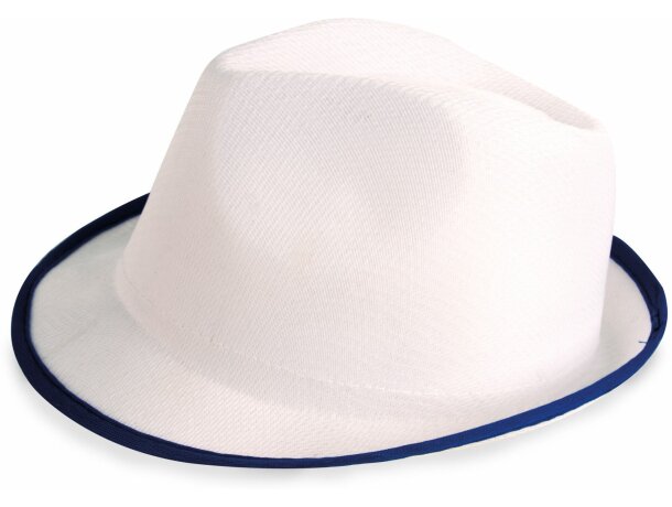 Sombrero de poliester blanco con ribete de colorte personalizado azul Sombrero de poliester blanco con ribete de colorte personalizado azul