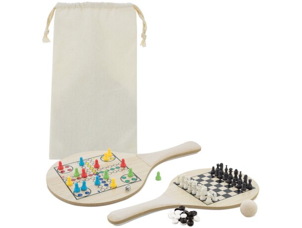 Set raquetas playa Playful madera con juegos de mesa integrados detalle 1