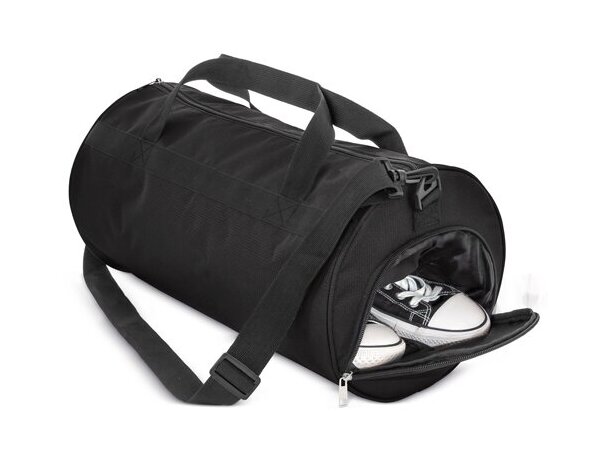 Bolsa deporte con zapatero Fitness en poliéster 100% Negro detalle 2