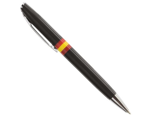 Bolígrafo de plástico con bandera española negro