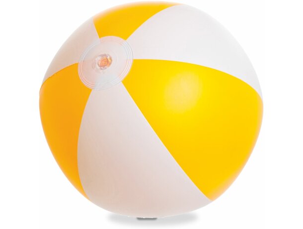 Balon de playa blanco/amarillo Balear con logo amarillo