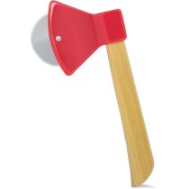 Cortapizzas hacha bambú personalizable cuchilla