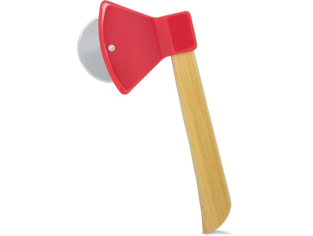 Cortapizzas hacha bambú personalizable cuchilla