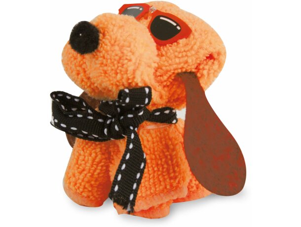 Toalla de regalo con forma de perrito personalizada naranja Toalla de regalo con forma de perrito personalizada naranja