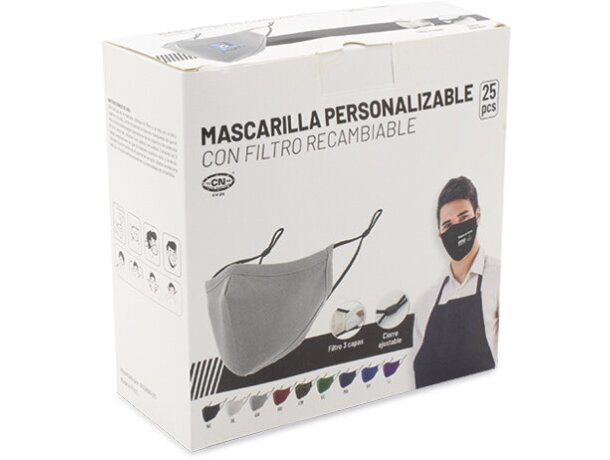 Mascarilla de tela personalizada con filtro de 3 capas España/camuflaje detalle 14
