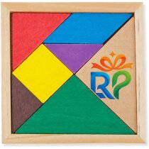 Juguete ecológico publicitario puzzle de madera con hoja de sugerencias