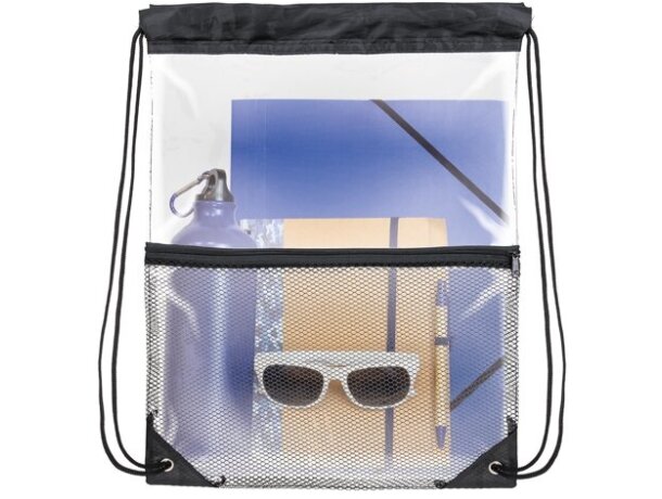Mochila transparente Tany de PVC con serigrafía Negro detalle 3
