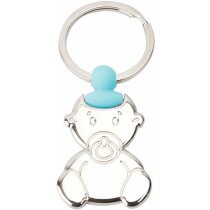 Llaveros para empresas en forma de bebé brilloso con detalle azul