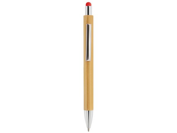 Boligrafo bambu con touch Borneo rojo