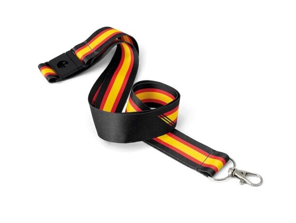 Lanyard bandera ancha Policia poliéster con cierre seguridad Negro detalle 11