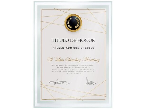 Marco cristal Bisela para diploma A5 con sistema de clip detalle 7