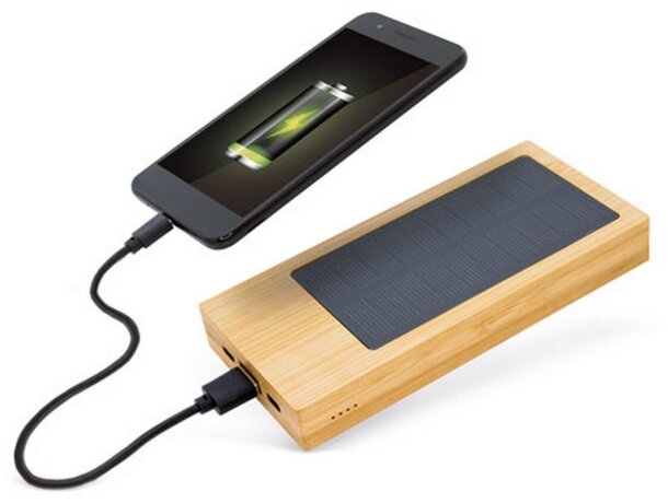 Power bank con cargador solar de bambu Naples