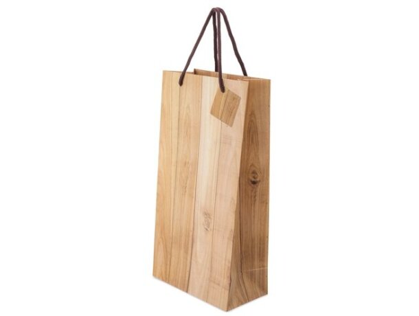 Bolsa papel efecto madera 2 botellas Abeto detalle 4