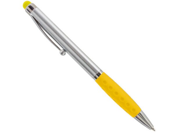 Bolígrafo puntero de plástico y cuerpo en plata amarilla