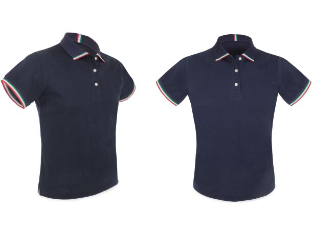 Polo bandera España Patrios caballero algodón peinado 220 g/m² Azul marino detalle 2