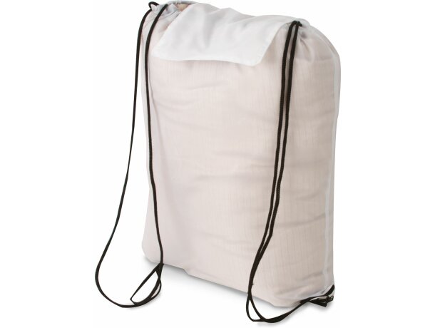 Bolsa mochila de nylon con cuerdas blanca personalizado
