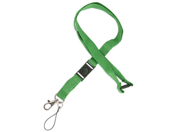 Lanyard doble de poliéster con enganche de hierro verde